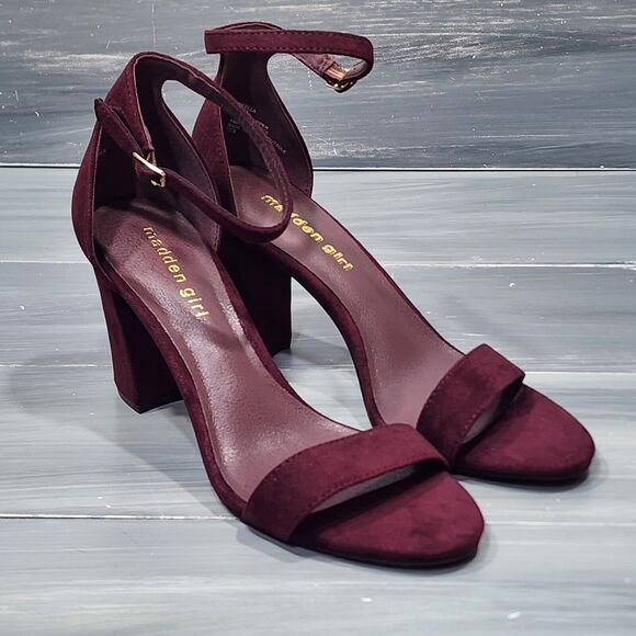 MADDEN GIRL Womens Beella‎ Round Toe Block Heel Heeled Sandal 8.5 M Merlot - Picture 2 of 13